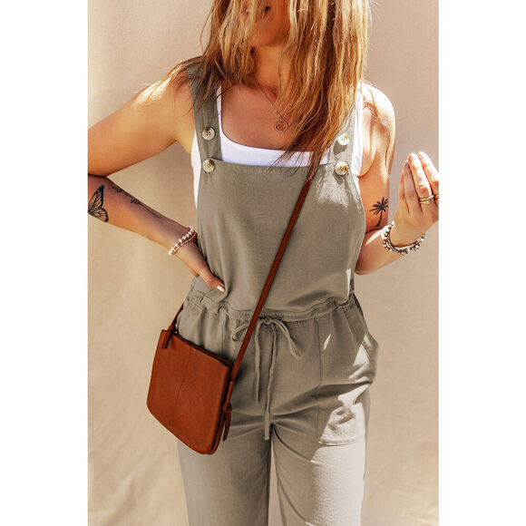 Drawstring Wide Strap Overalls with Pockets - Picture 5 of 5